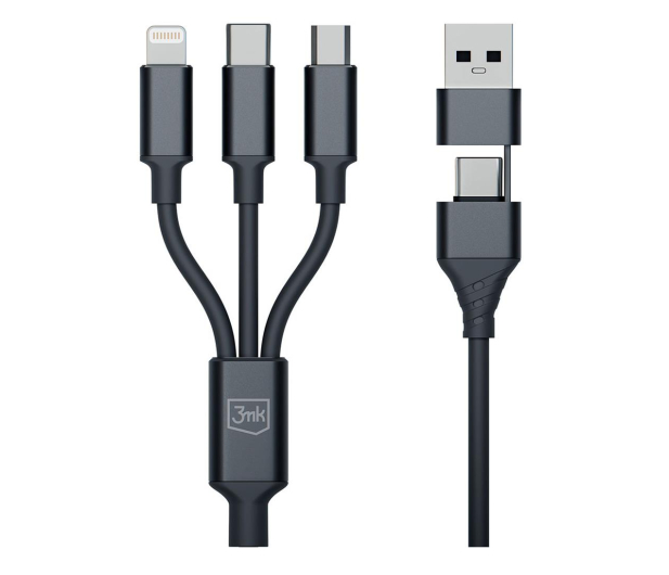 3MK Hyper Cable 3in1 A/C to C/Micro/Lightning 1.5m black - 1228073 - zdjęcie